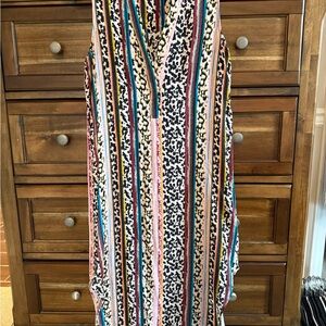 Marie Oliver Vibrant Striped and Patterned Midi Dress